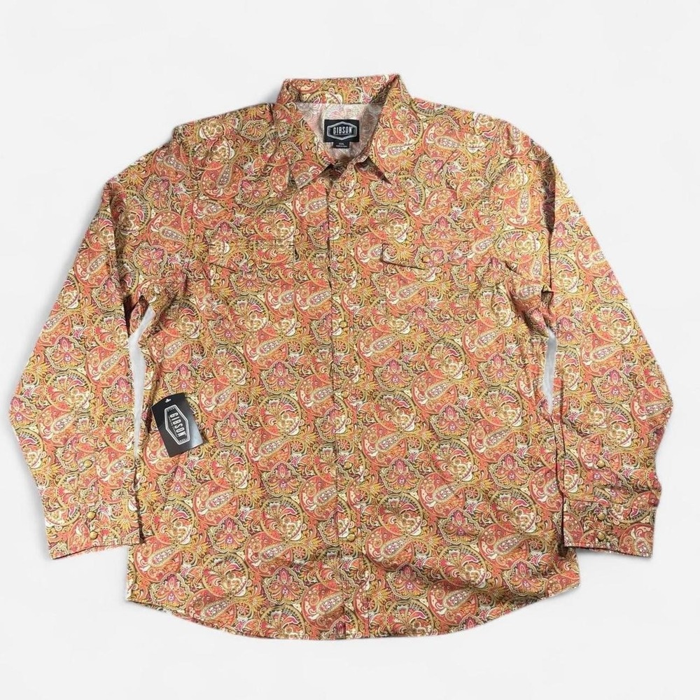 NEW Gibson Wildfire Paisley Pearl Snap Western Shirt Long Sleeve Size 2XL